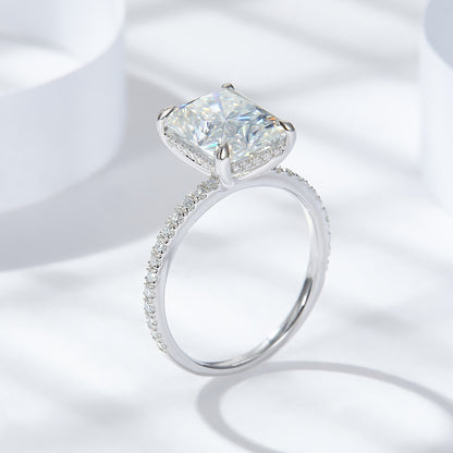 Midnight Majesty Radiant Moissanite Ring