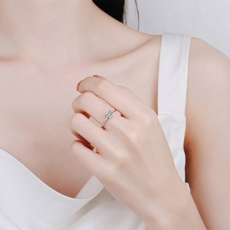 Emery Heart Cut Rhodium Plated Sterling Silver Ring