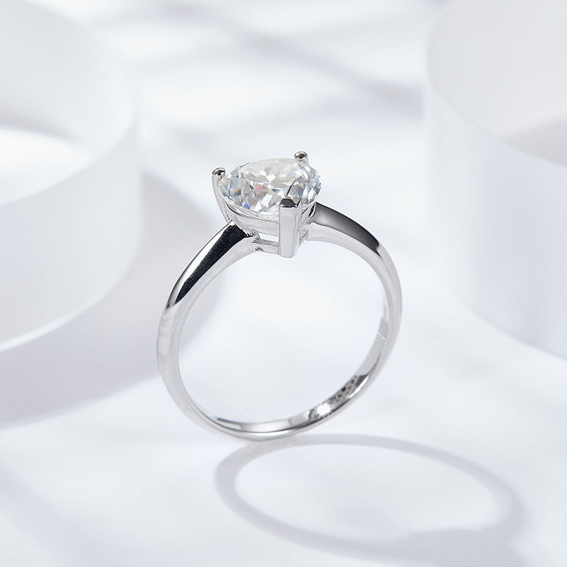 Emery Heart Cut Rhodium Plated Sterling Silver Ring