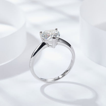 Emery Heart Cut Rhodium Plated Sterling Silver Ring