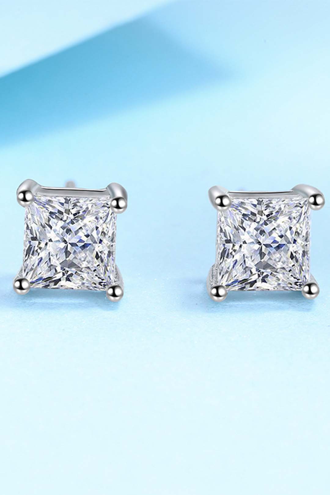 Luminous Grace Princess Cut Moissanite Solitaire Earrings