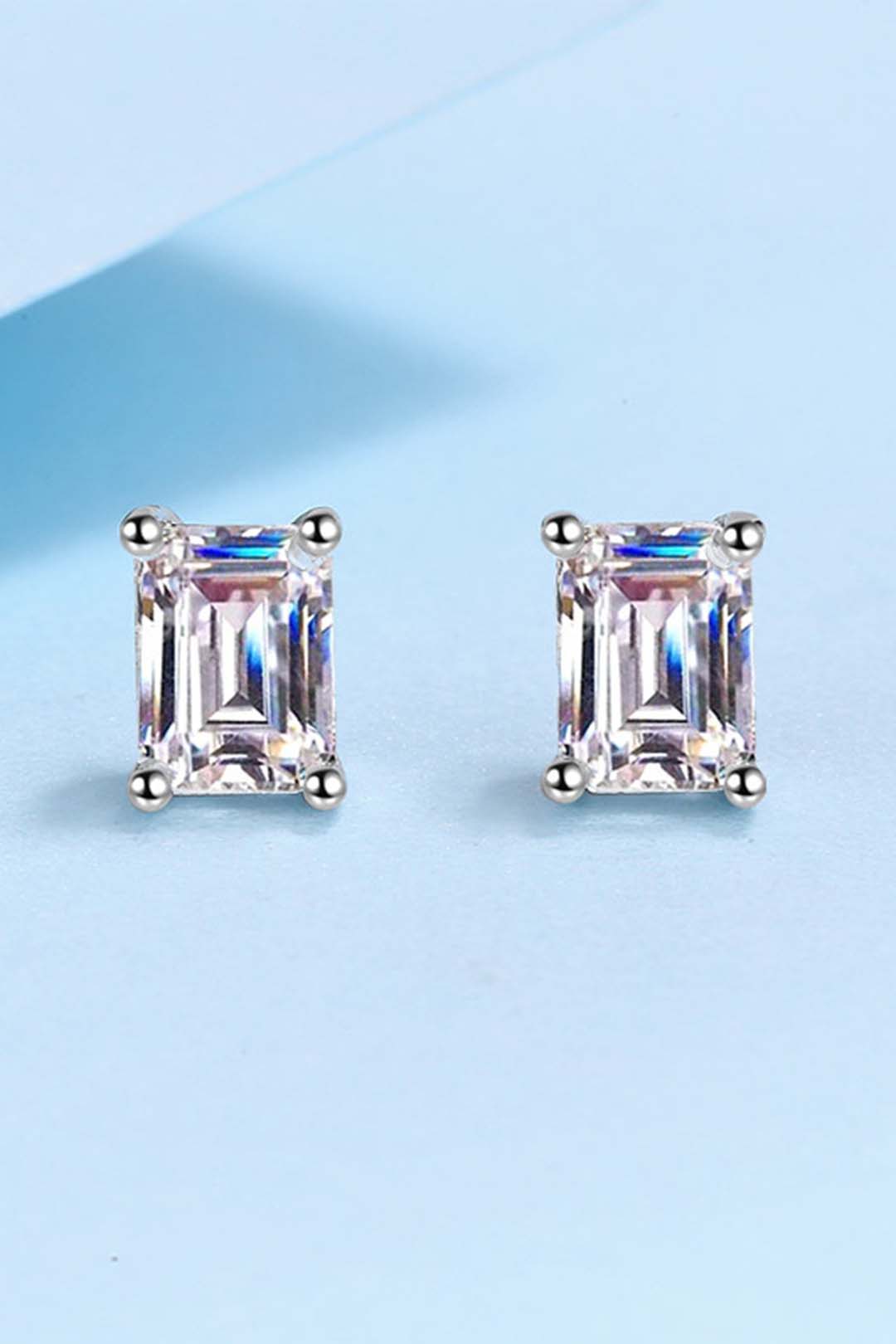 Solace Emerald Cut Moissanite Solitaire Earrings