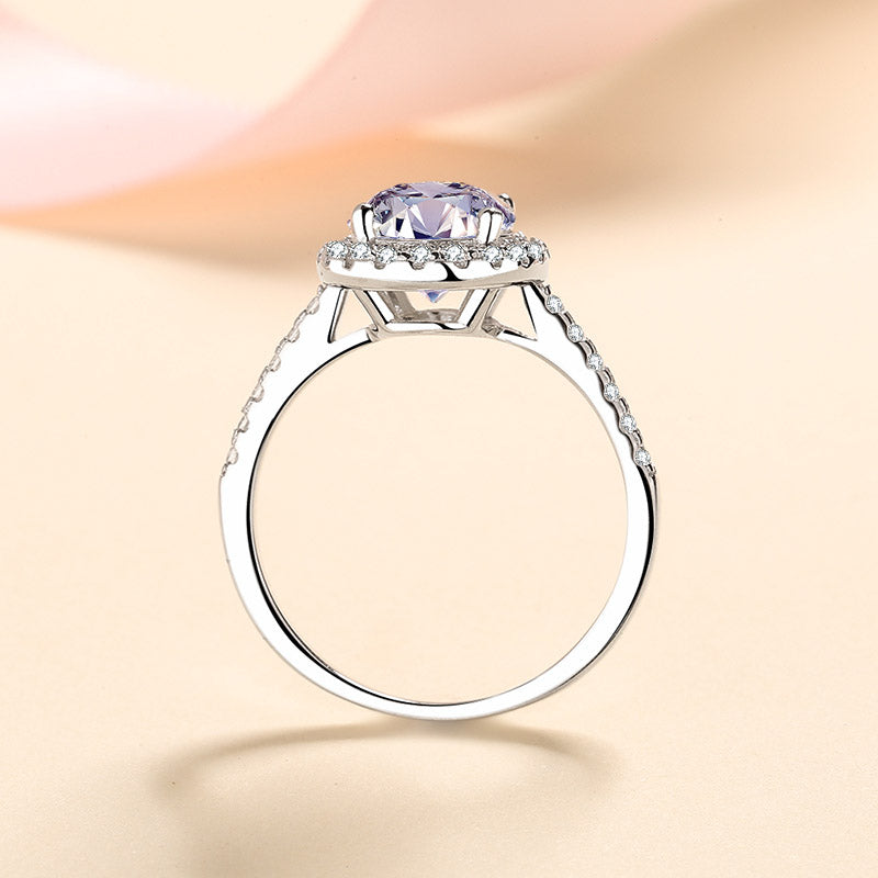 Harriet Oval Cut Solitaire Moissanite Ring in Sterling Silver with Platinum Coating