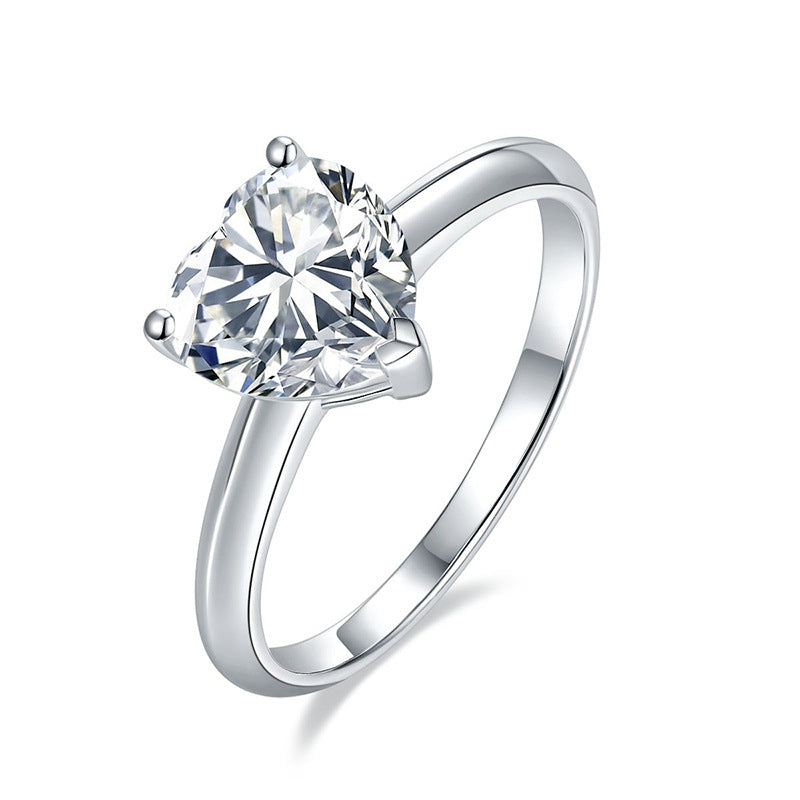 Emery Heart Cut Rhodium Plated Sterling Silver Ring