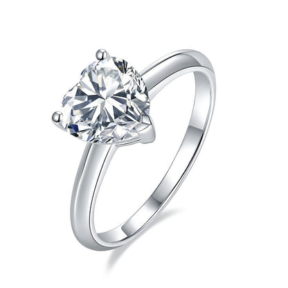 Emery Heart Cut Rhodium Plated Sterling Silver Ring