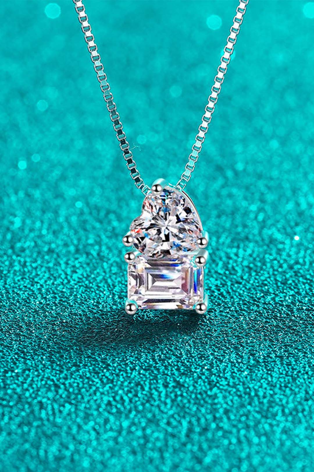 Evelyn Moissanite Pendant in Sterling Silver With Rhodium Plating