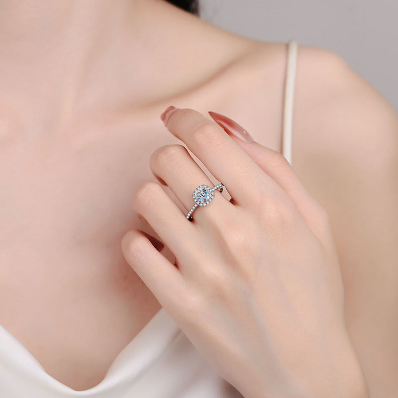 Cordelia Cushion Cut Solitaire Moissanite Ring in Sterling Silver with Platinum Coating