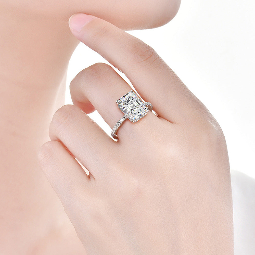 Midnight Majesty Radiant Moissanite Ring
