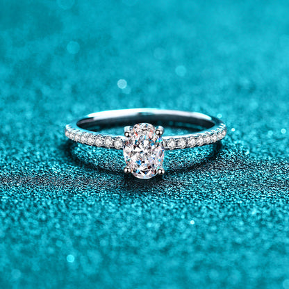 Imogen Oval Solitaire Moissanite Ring in Sterling Silver with Platinum Coating