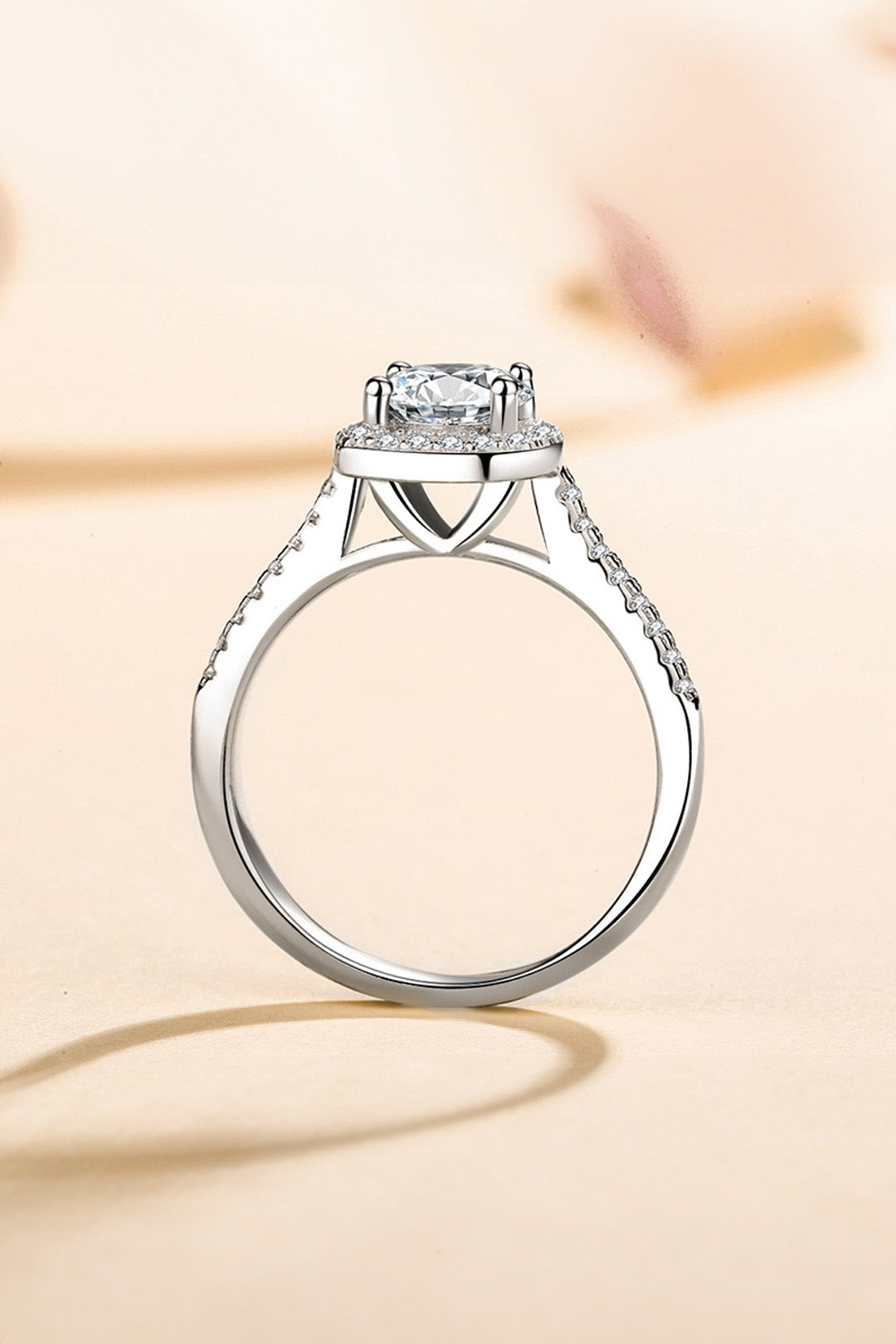 Beatrice Solitaire Moissanite Ring in Sterling Silver with Platinum Coating
