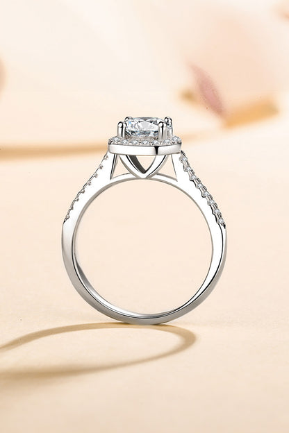 Beatrice Solitaire Moissanite Ring in Sterling Silver with Platinum Coating
