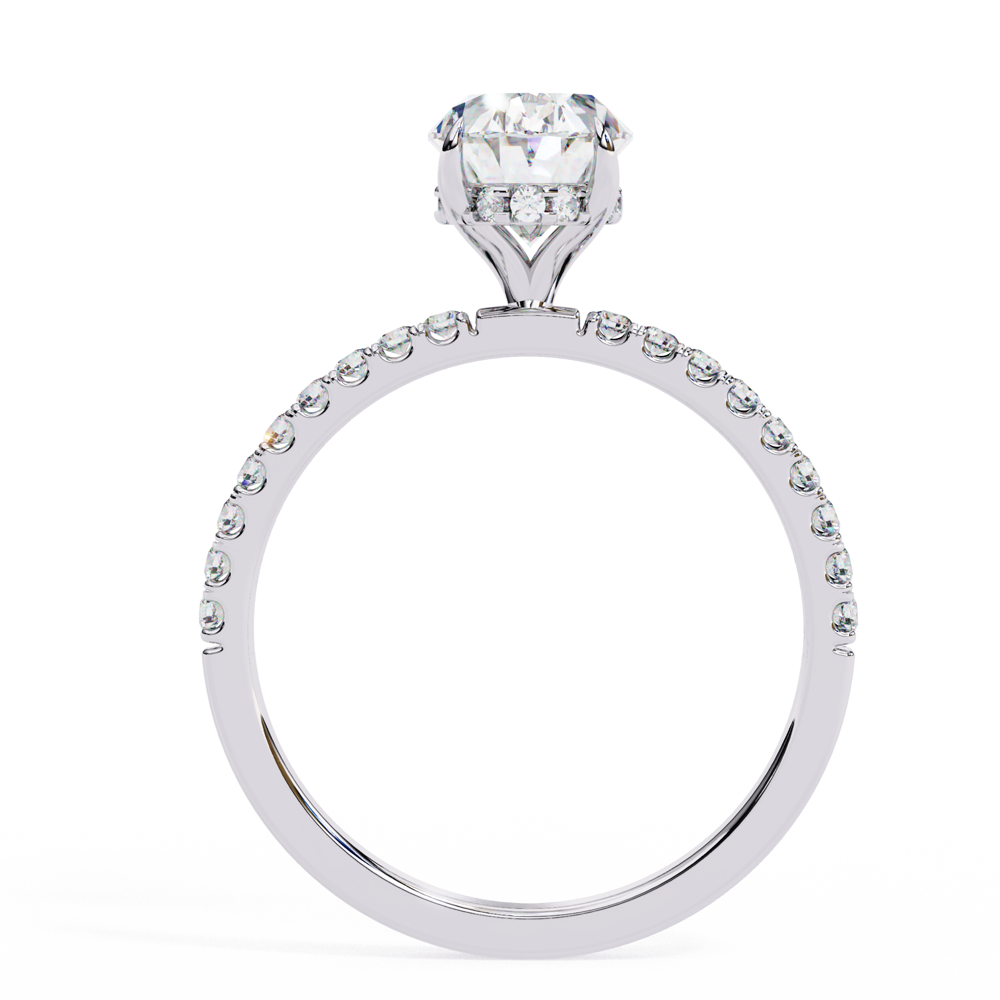 Imogen Oval Solitaire Moissanite Ring in Sterling Silver with Platinum Coating