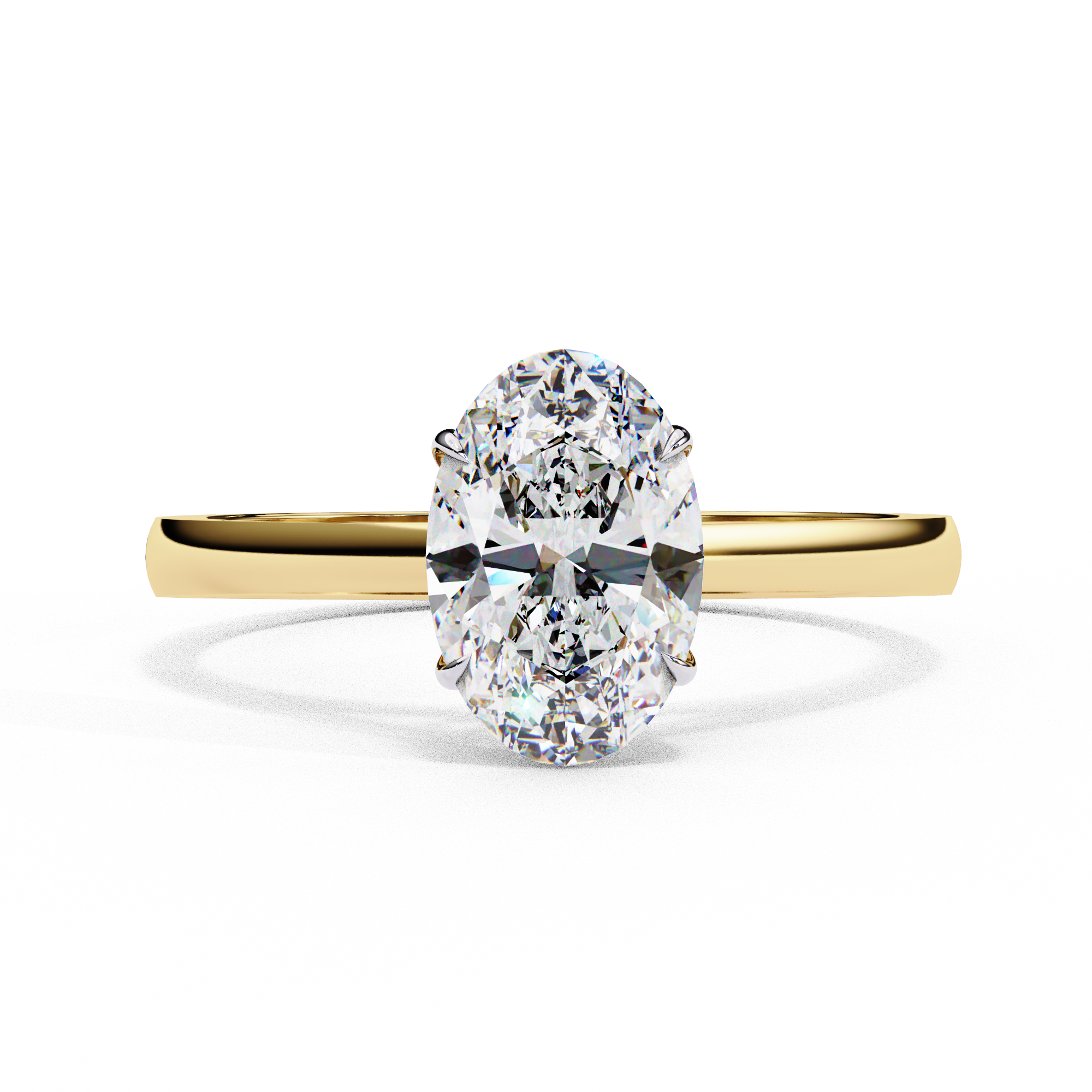 Charlotte Oval Cut Solitaire Moissanite Ring in Sterling Silver with Platinum Coating