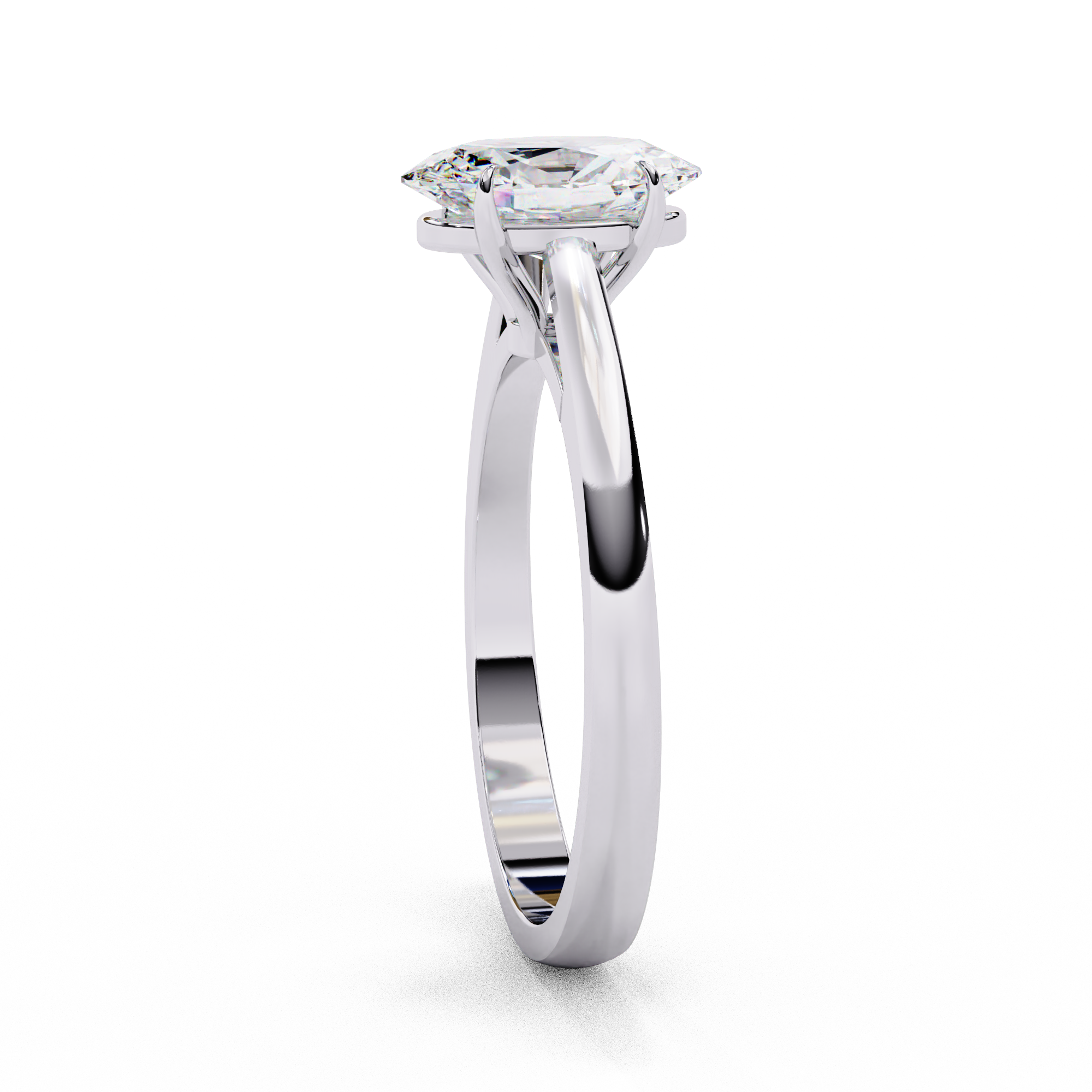 Charlotte Oval Cut Solitaire Moissanite Ring in Sterling Silver with Platinum Coating