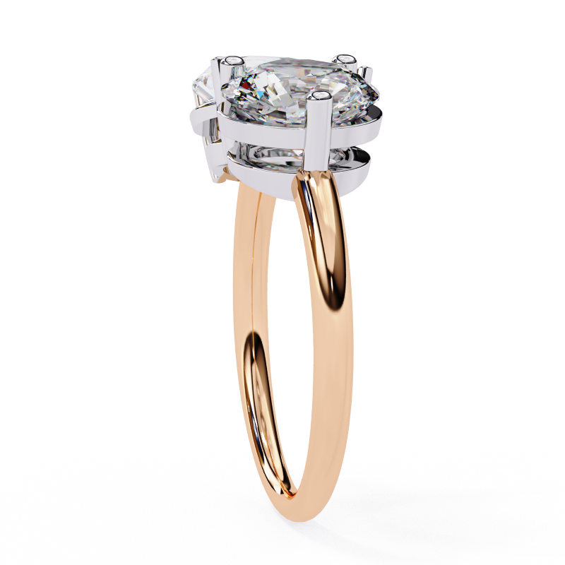 Pear and Round solitaire toi et moi ring