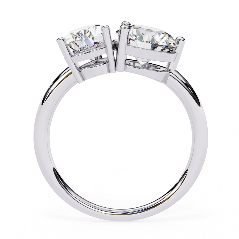 Pear and Round solitaire toi et moi ring