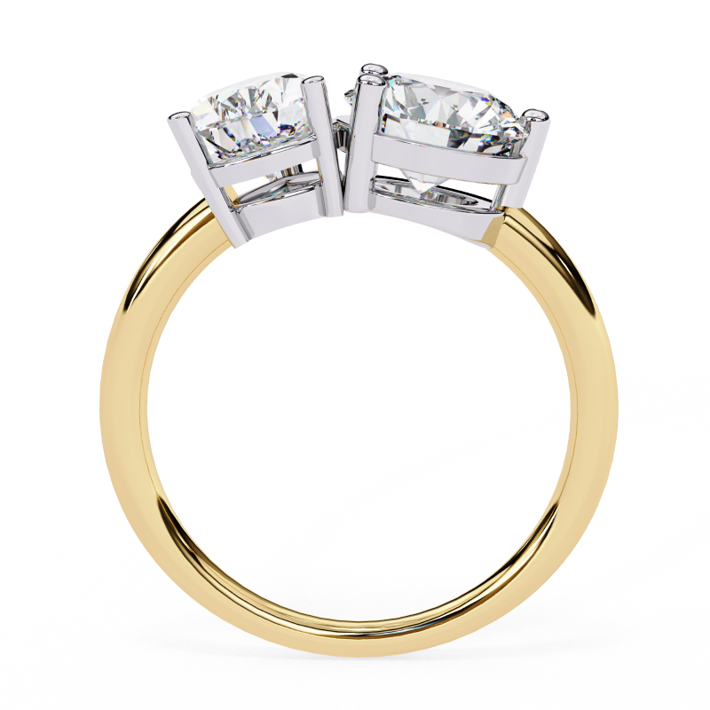 Pear and Round solitaire toi et moi ring