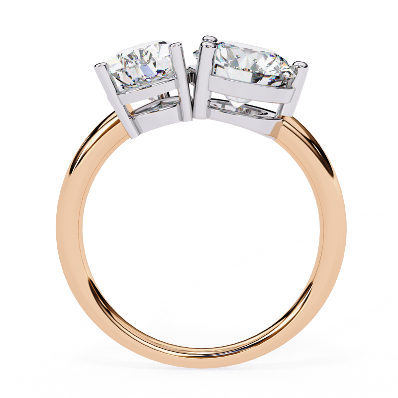 Pear and Round solitaire toi et moi ring