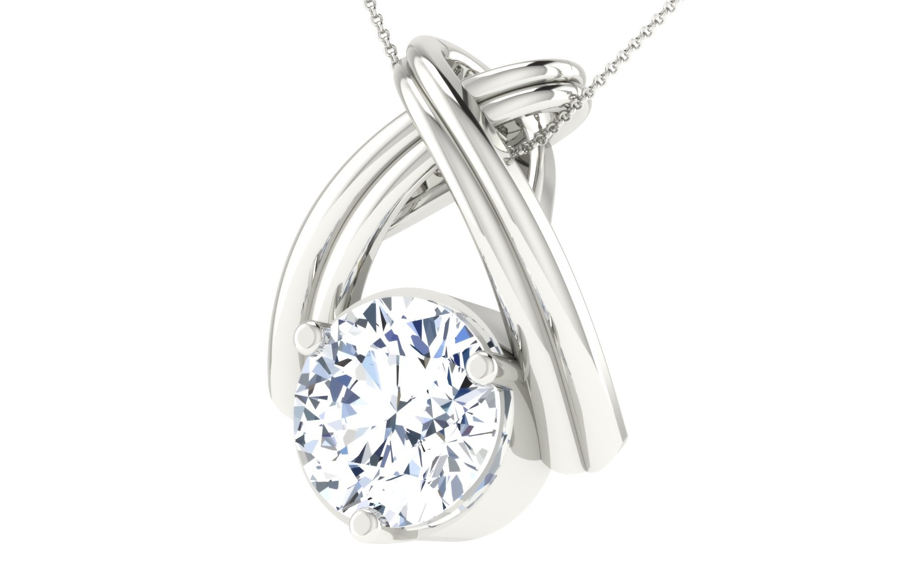 Radiant Round Cut Moissanite Pendant in Sterling Silver With Rhodium Plating