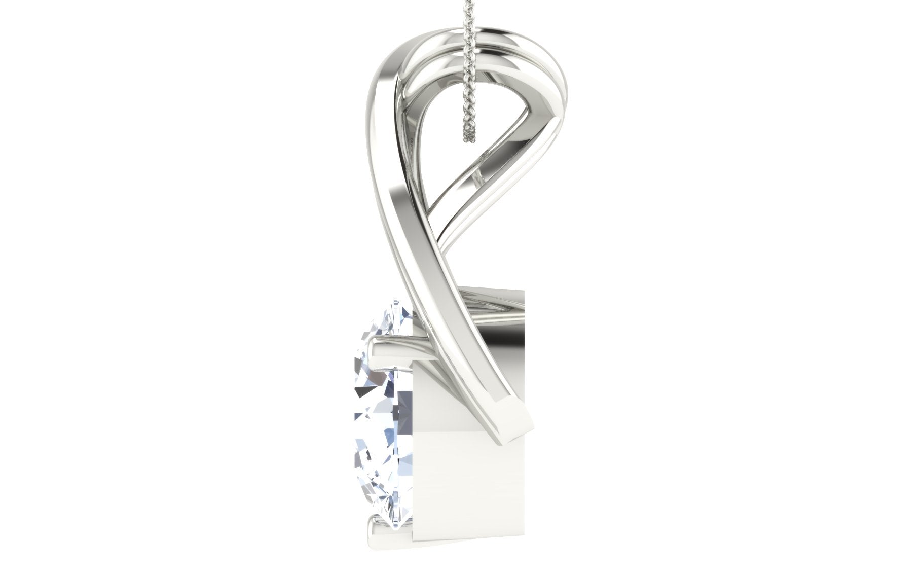 Radiant Round Cut Moissanite Pendant in Sterling Silver With Rhodium Plating