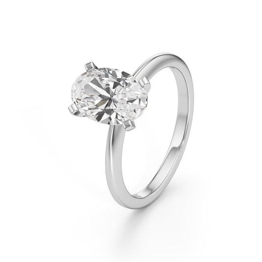 Charlotte Oval Cut Solitaire Moissanite Ring in Sterling Silver with Platinum Coating