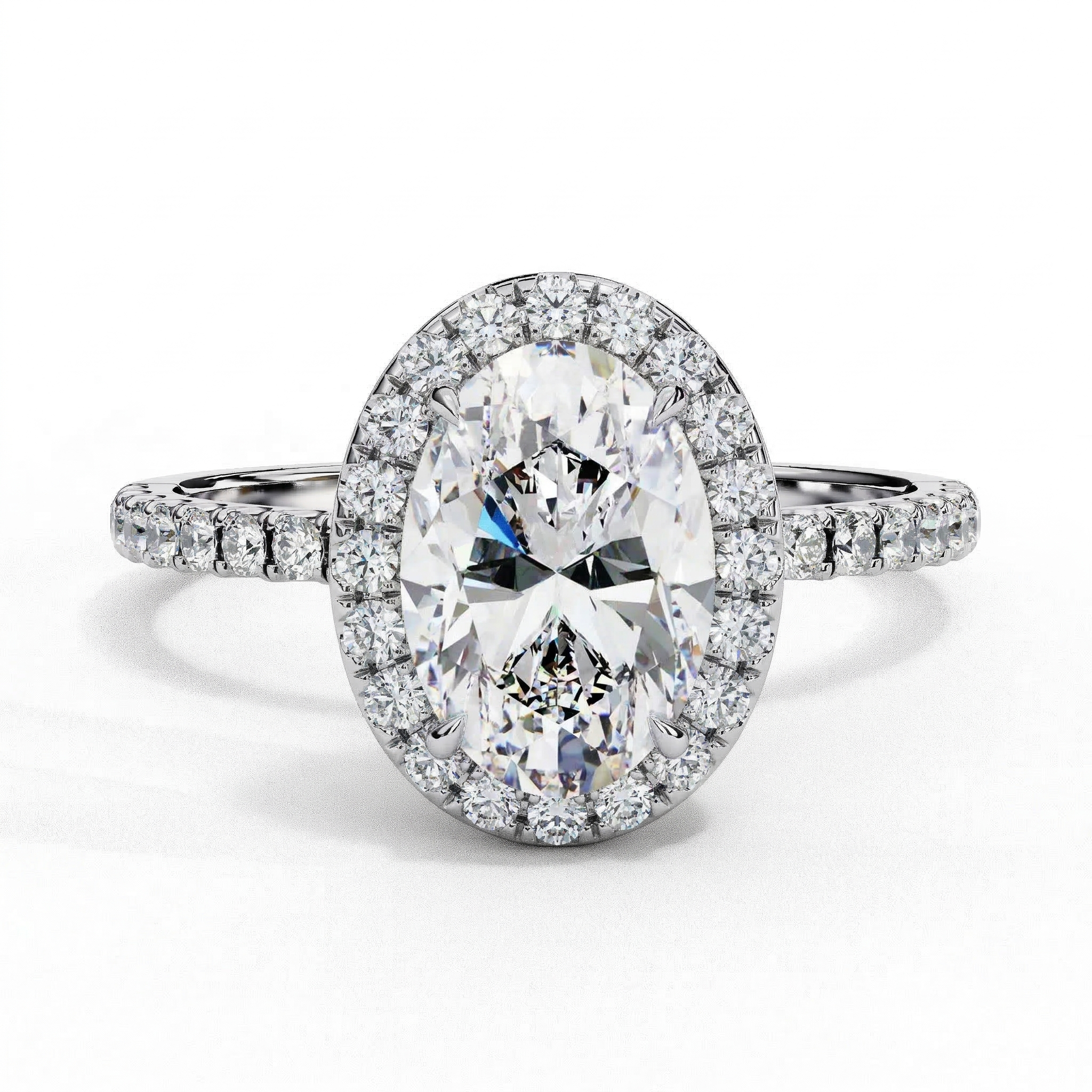 Harriet Oval Cut Solitaire Moissanite Ring in Sterling Silver with Platinum Coating