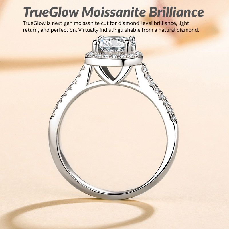 Beatrice Solitaire Moissanite Ring in Sterling Silver with Platinum Coating