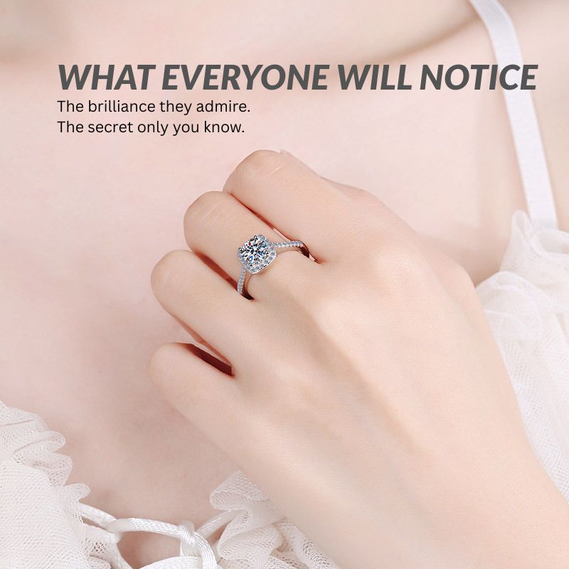 Beatrice Solitaire Moissanite Ring in Sterling Silver with Platinum Coating