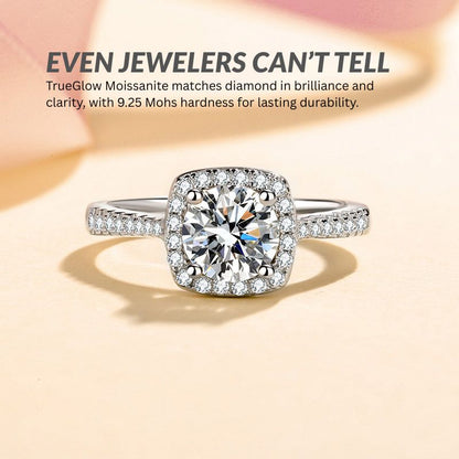 Beatrice Solitaire Moissanite Ring in Sterling Silver with Platinum Coating