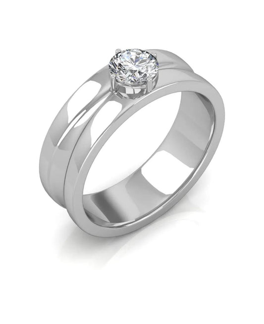 Customised 3 Carat Round Cut Solitaire Moissanite Mens Ring in Sterling Silver with Platinum Plating