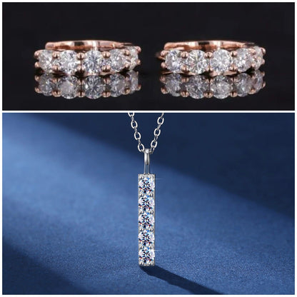 Customised Moissanite earring and Pendant set in Sterling Silver with Platinum plating