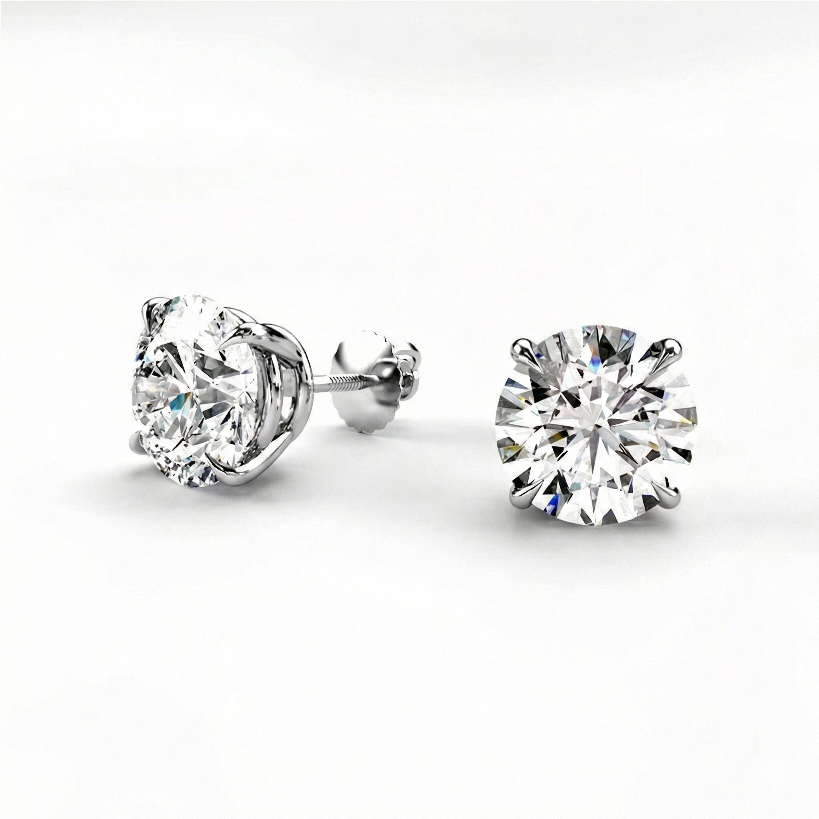 Platinum Plated Timeless Brilliance Solitaire Studs in 925 Sterling Silver