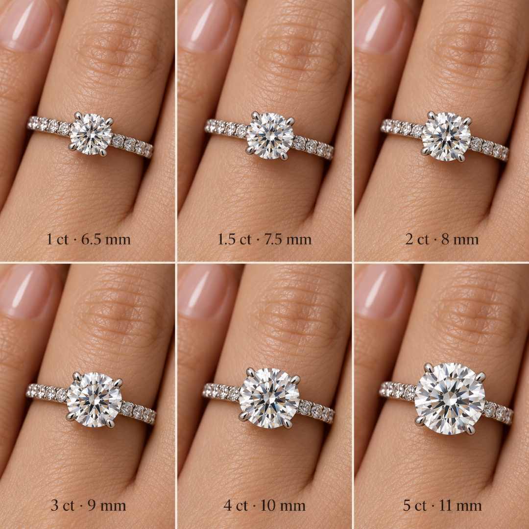 Round Pave Moissanite Solitaire Ring