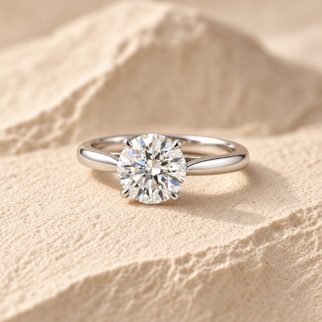 Round Four-Prong Moissanite Solitaire Ring