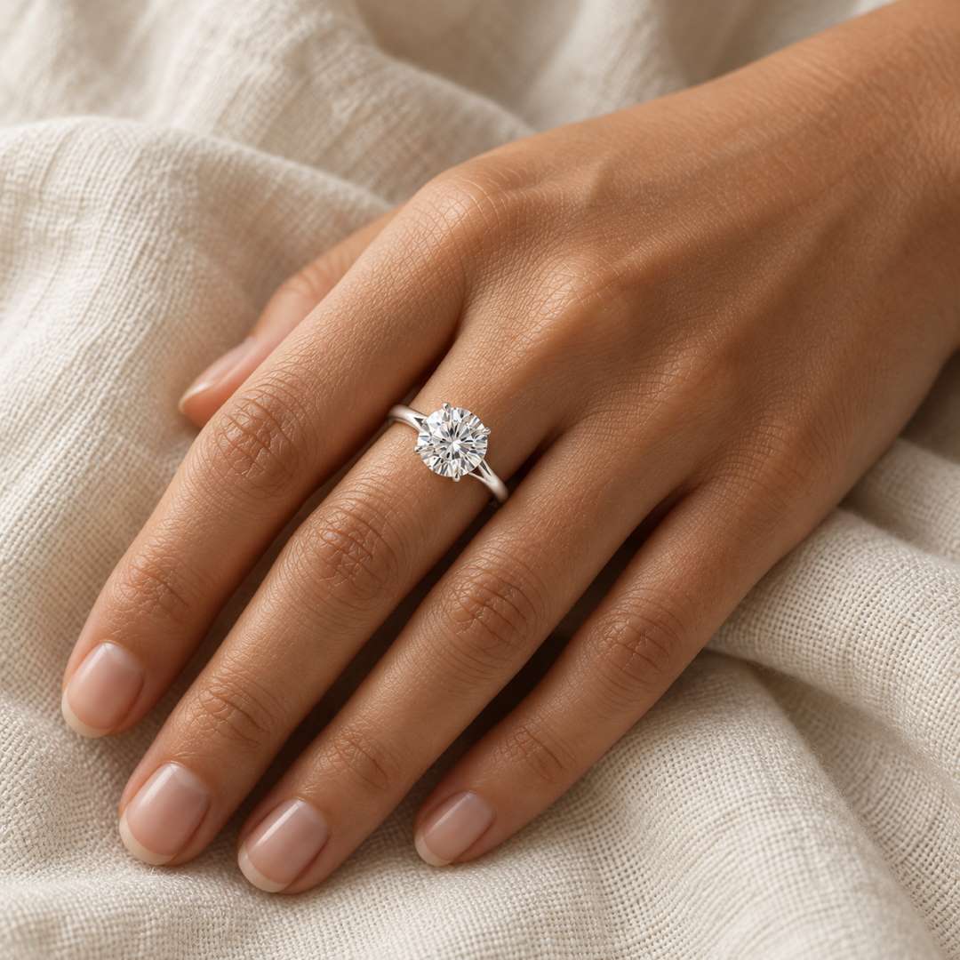 Round Four-Prong Moissanite Solitaire Ring