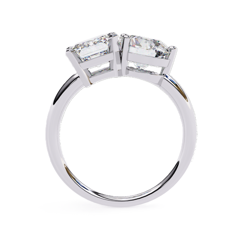 Radiant and Round solitaire toi et moi ring