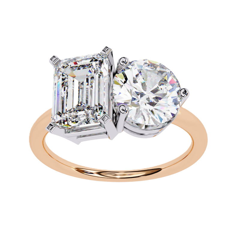 Radiant and Round solitaire toi et moi ring