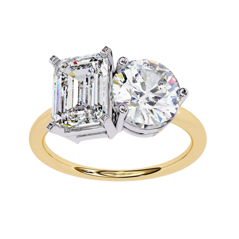 Radiant and Round solitaire toi et moi ring