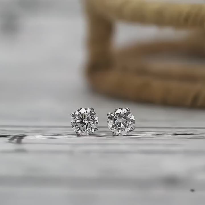 Platinum Plated Timeless Brilliance Solitaire Studs in 925 Sterling Silver