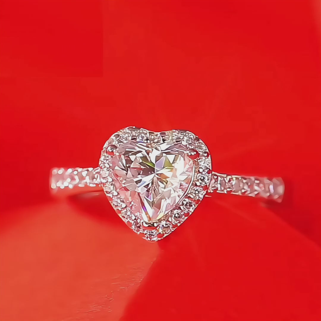 Skye Moissanite Ring in Sterling Silver with Platinum Coating