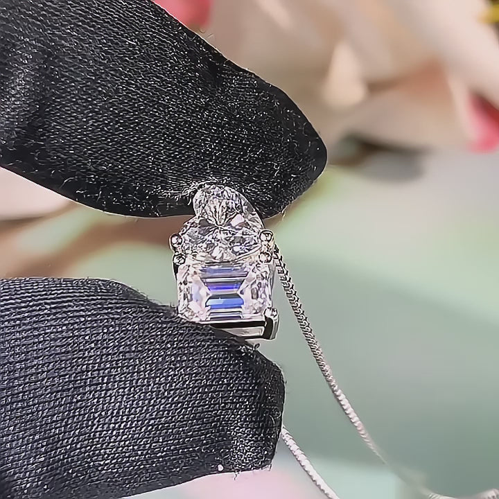 Evelyn Moissanite Pendant in Sterling Silver With Rhodium Plating