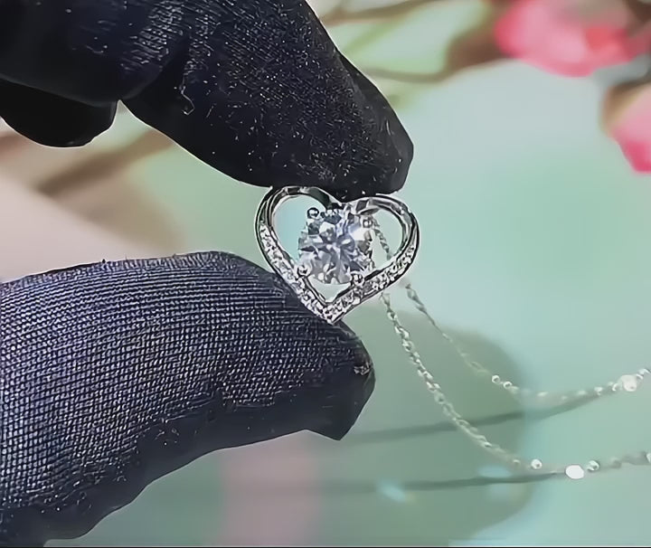 Quinn Moissanite Pendant in Sterling Silver With Rhodium Plating