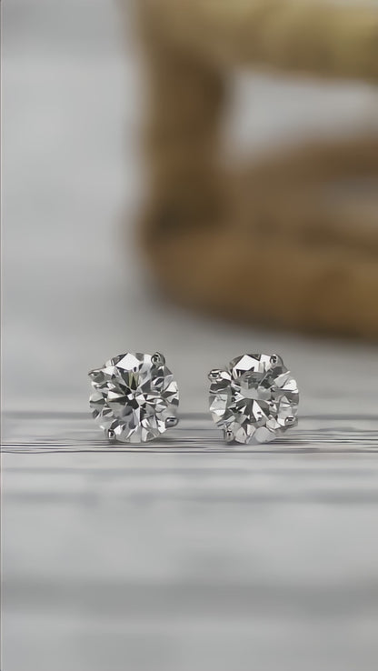 Platinum Plated Timeless Brilliance Solitaire Studs in 925 Sterling Silver