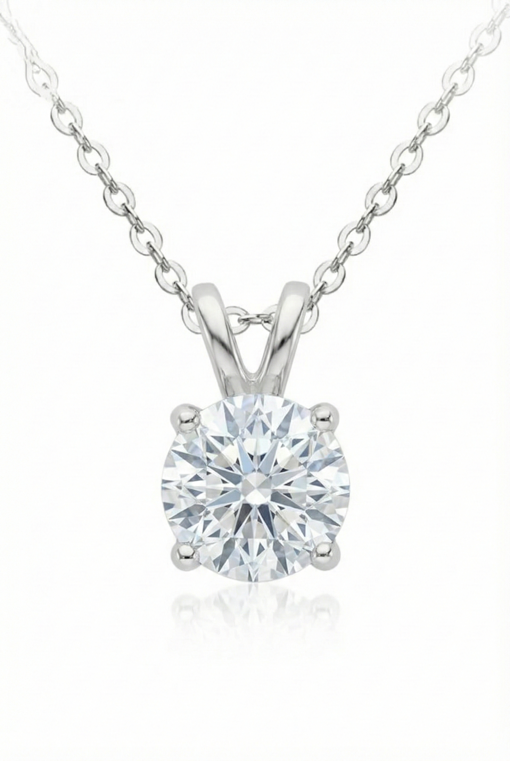 Brilliance Round Cut Moissanite Pendant in Sterling Silver With Rhodium Plating